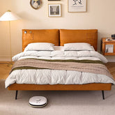 Luxurious Bed Frame - Rich Brown Faux Leather vs Genuine Leather Options Hersa-1625