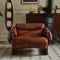 Luxurious Dark Brown Genuine Leather Sofa with Ash Wood Frame - Supreme Comfort & Style Hersa-1650