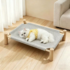 Elevated Wooden Cat Hammock Bed & Sisal Scratcher – Detachable All-Season Lounger