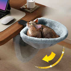 Desk-Mounted Heavy-Duty Cat Hammock – Adjustable Clamp-On Desk Side Perch