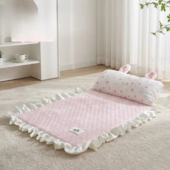 BreezeCalm™ Pet Cooling Mat – 3D Soothing Bean Mesh with Bunny-Ear Pillow for Dogs & Cats