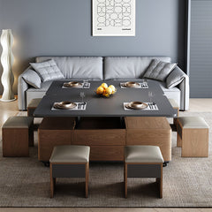 Modern Faux Leather Tea Table - Black, Light Brown, Natural, and White Finishes fajf-957