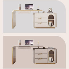 Modern Beige Laminated Wood Table with Glass Top - Stylish Home Furniture fbby-1376