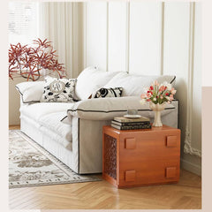 Beige Light Brown Sofa with Pine Wood Frame and Down Figure Cotton Linen Upholstery fbby-1377