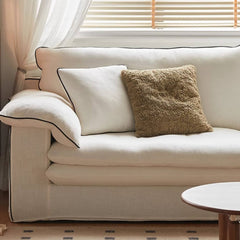 Beige Light Brown Sofa with Pine Wood Frame and Down Figure Cotton Linen Upholstery fbby-1377