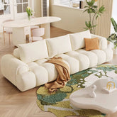 Elegant Beige & Brown Sofa with Pine Wood Frame and Luxurious Faux Leather Upholstery fbby-1386