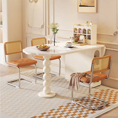 Elegant Beige Dining Table: Solid Wood, Laminated Wood, Sintered Stone & Glass Options fbby-1390
