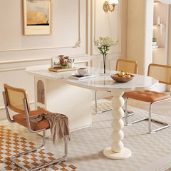 Elegant Beige Dining Table: Solid Wood, Laminated Wood, Sintered Stone & Glass Options fbby-1390