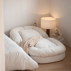 Beige Corduroy Sofa with Black Polyester Down Cushions - Stylish & Comfortable Living Room Essential fbby-1397