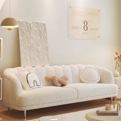 Elegant Solid Wood Sofa in Beige, Gray, and Brown Cotton Fabric - Modern and Comfortable fbby-1401