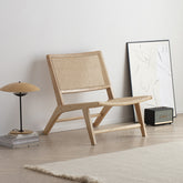 Stylish Ash Wood & Rattan Chair - Natural Wood Accent fcf-1469