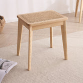 Crafted Ash Wood & Rattan Stool - Premium Natural Finish fcf-1475
