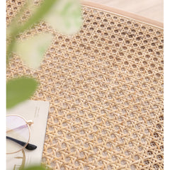 Elegant Natural Ash Wood Chair with Stylish Rattan Detailing fcf-1476