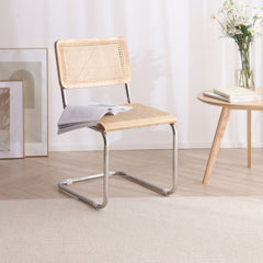 Elegant Natural Wood and Rattan Chair - Perfect Blend of Style & Comfort fcf-1477