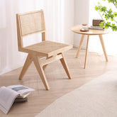 Handcrafted Solid Wood Chair with Natural Rattan Finish fcf-1478