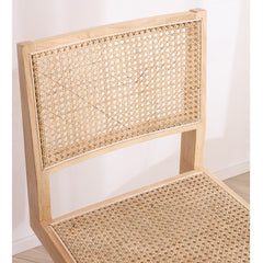 Handcrafted Solid Wood Chair with Natural Rattan Finish fcf-1478