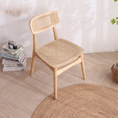 Elegant Solid Wood Chair with Natural Rattan Accents fcf-1479