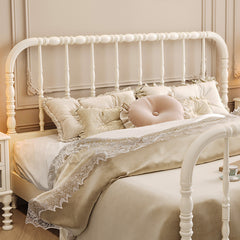 Elegant Solid Wood Bed Frame in White and Golden Ash Finish – Premium Pine Wood Construction fcf-281