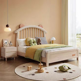 Elegant Dark Beige & White Solid Wood Bed - Modern Bedroom Essential fcf-292