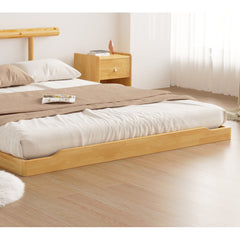 Luxury Bed Frame: Durable Natural Rubber Wood & Elegant Pine Wood Finish fcf-294