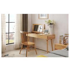 Natural Brown Rubber Wood Glass Makeup Vanity with Modern Design fcf-305