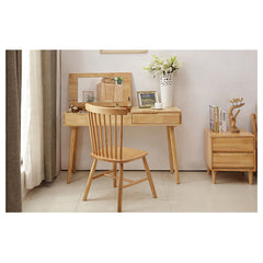 Natural Brown Rubber Wood Glass Makeup Vanity with Modern Design fcf-305