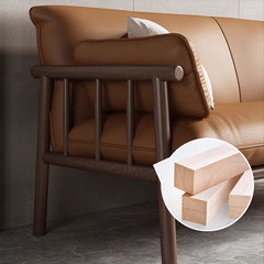 Stylish Modern Sofa – Light Brown, Black, White, Gray | Durable Rubber Wood & Luxurious Faux Leather fcp-1288