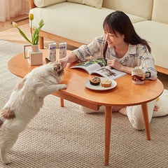 Elegant Tea Table in Rich Natural Cherry Wood Finish fcp-1316