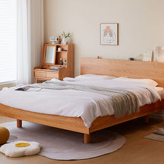 Luxury Bed Frame in Natural Cherry and Zelkova Wood - Elegant and Durable Design for Your Bedroom fcp-1324