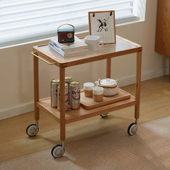 Elegant Natural Cherry Wood Tea Table with Glass Top - Perfect for Living Room Decor fcp-1326