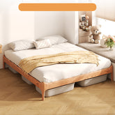 Stylish Light Brown Bed with Natural Wood Accents - Premium Ash Wood Frame fjjj-1655
