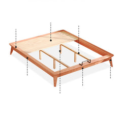 Elegant Bed Frame in Natural Wood with White and Light Brown Ash Wood Accents fjjj-1656