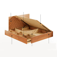 Elegant Ash Wood Bed Frame | Natural Brown & White Finish for Modern Bedrooms fjjj-1657