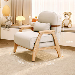 Stylish Beige Sofa with Natural Wood Accents - Comfortable Down and Faux Leather Finish fjjj-1661
