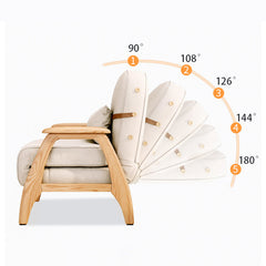 Stylish Beige Sofa with Natural Wood Accents - Comfortable Down and Faux Leather Finish fjjj-1661