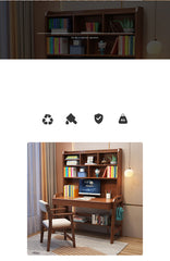 Stylish Multi-Color Home Office Desk - Natural Wood, White, Blue, Pink - Durable Rubber Wood and Particle Board fl-258