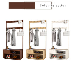 Stylish Multi-functional Coat Hanger in Elegant Natural Wood and Glass Finish fl-264