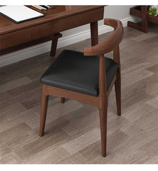 Elegant Rubber Wood Upholstered Chair in Natural Brown and White PU Leather fl-271