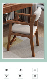 Stylish Rubber Wood Chair in Natural Brown with Cotton-Ramie Cushion – Available in White, Blue, and Pink fl-272