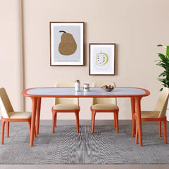 Sleek Matte White Sintered Stone & Ash Wood Dining Table – Modern Elegance for Your Home fmbs-002