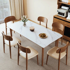 Stylish Brown Table with Natural Sintered Stone and Ash Wood Frame fmbs-006