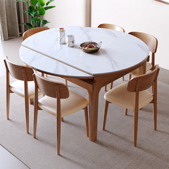Sleek Brown Frame Table with Natural Sintered Stone & Ash Wood Finish fmbs-007