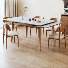 Elegant Brown Framed Table with Natural Sintered Stone and Ash Wood Finish fmbs-008