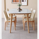 Elegant Natural Brown Black Table with Sintered Stone and Ash Wood Finish fmbs-012