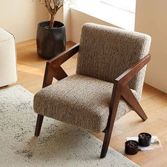 Stylish Cotton and Linen Accent Chair with Modern Wooden Frame - Perfect for Living Room Decor fme-3132
