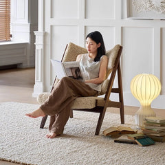 Stylish Cashmere Ash Wood Chair for Cozy Living Spaces - Perfect for Reading and Relaxation fme-3136