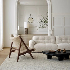 Stylish Cashmere Ash Wood Chair for Cozy Living Spaces - Perfect for Reading and Relaxation fme-3136