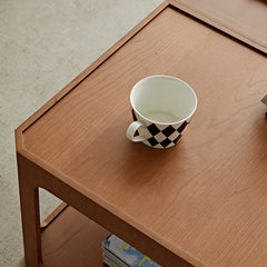 Elegant Light Brown and Black Cherry Wood Tea Table – Sturdy Plywood Design fmy-690