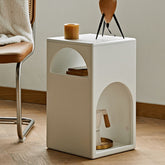 Elegant White Laminated Wood Tea Table - Stylish & Modern Decor fmy-694