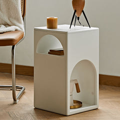 Elegant White Laminated Wood Tea Table - Stylish & Modern Decor fmy-694